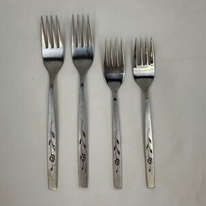 Oneidacraft Deluxe Stainless Nordic Rose Forks Set of 4 MCM‎ Flatware